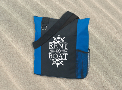 Custom imprinted Fun Tote Bag for Orlando, FL with a local business logo