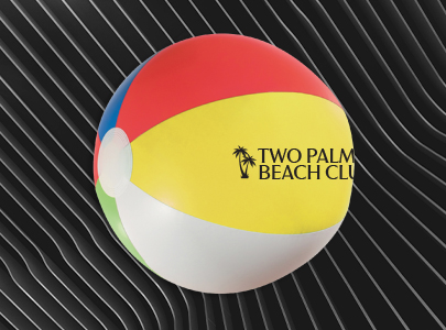 Custom imprinted 16in Beach Ball for Orlando, FL with a local business logo