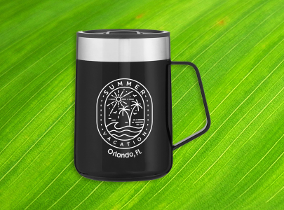 Custom imprinted 14 oz Contigo Travel Mug for Orlando, FL with a local business logo