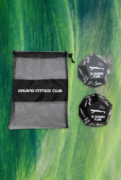 Custom imprinted Fitness Dice Game for Orlando, FL with a local business logo