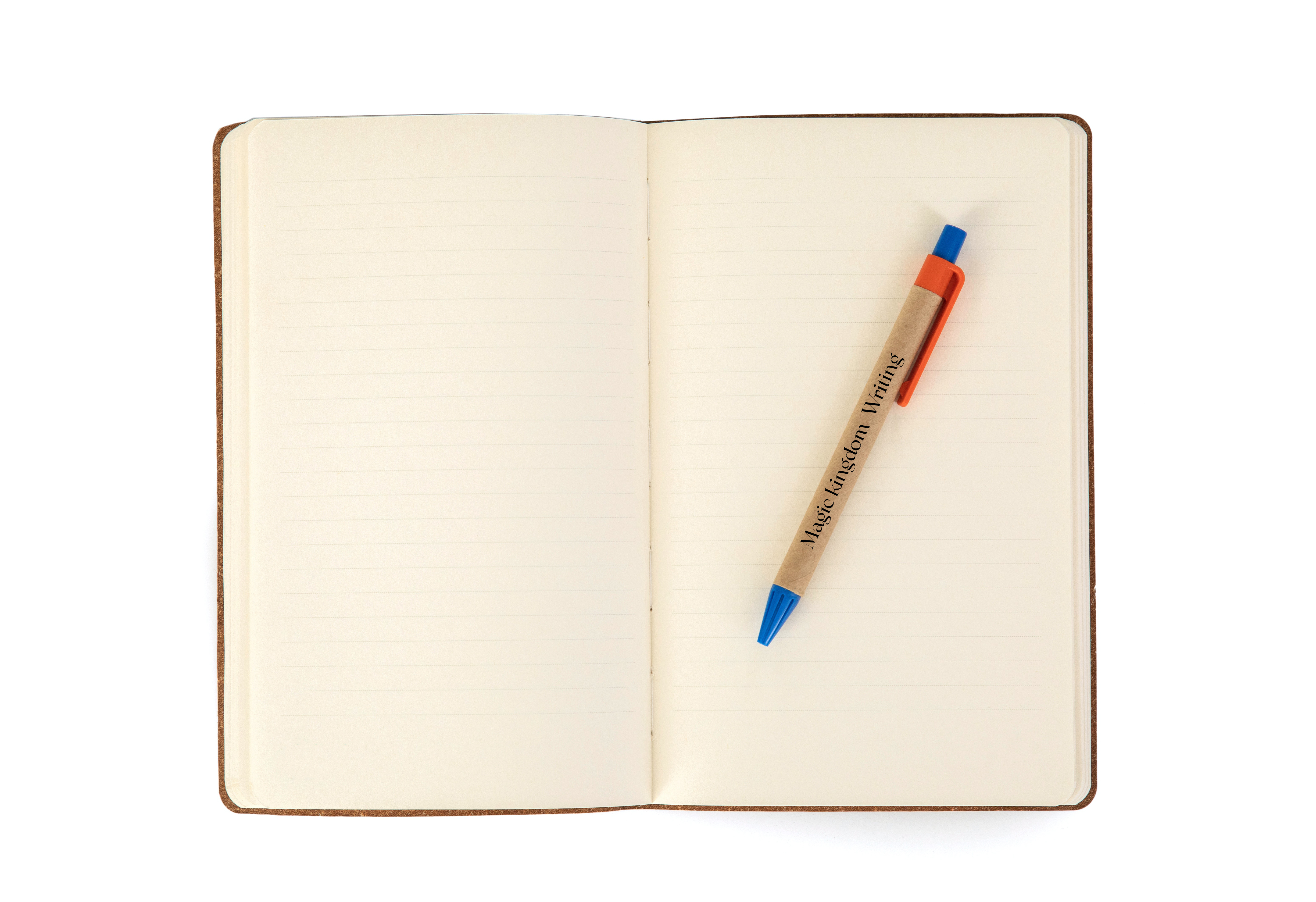 Custom printed pen on notebook