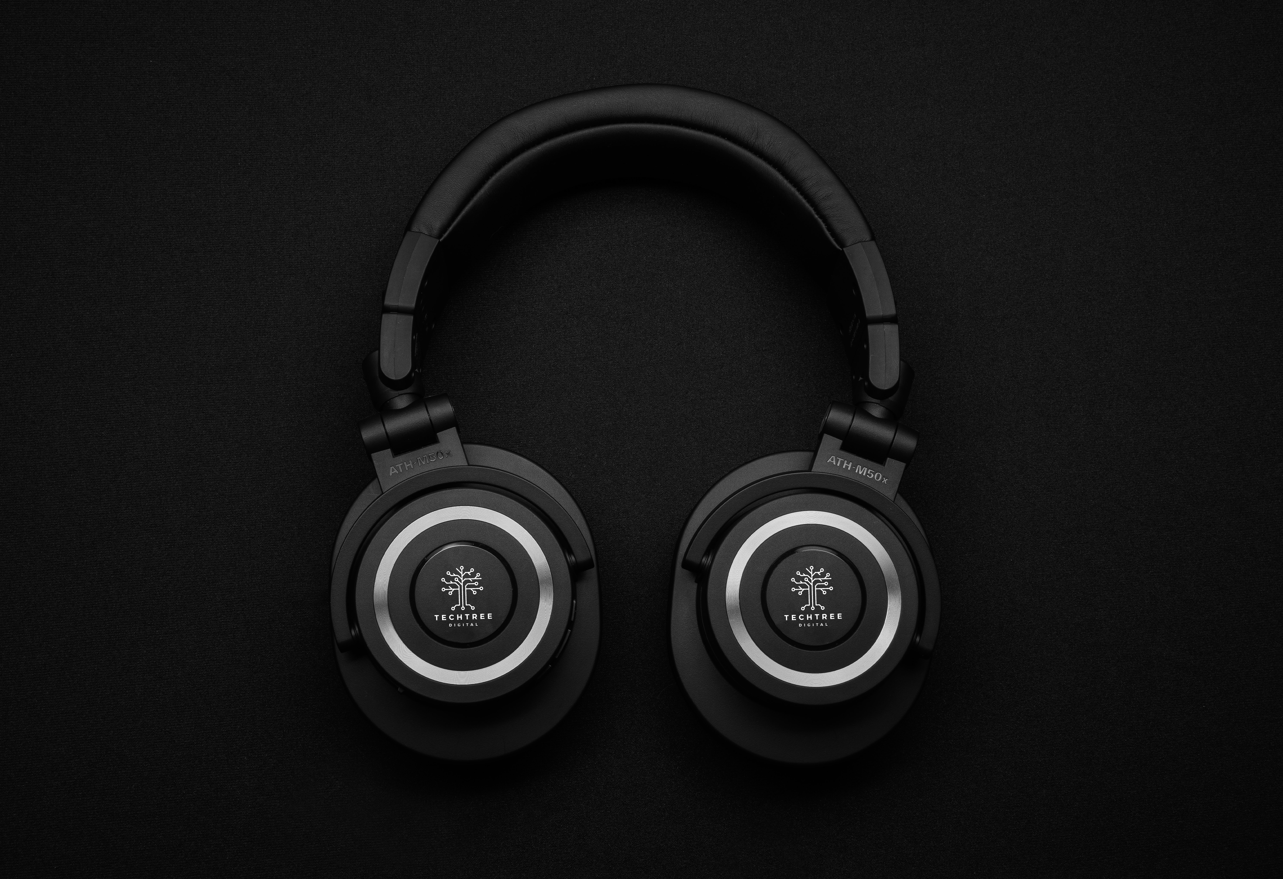 Custom printed headphones on dark background